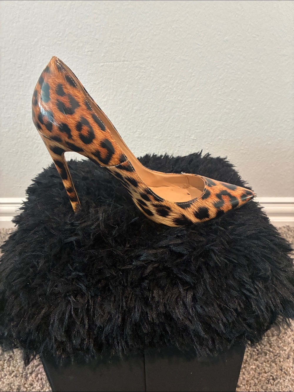 FSJ Leopard Print Pointed Toe Stiletto Pump - Brown Black